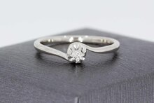 14 karaat witgouden diamantring - 18,4 mm