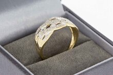 Gevlochten 14 karaat diamantring - 18,7 mm