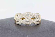 Gevlochten 14 karaat diamantring - 18,7 mm