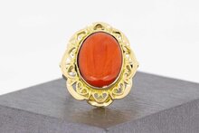 14 karaat Bloedkoraal ring - 18,4 mm