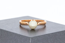 Solitaire Parelring 14 karaat goud - 17,5 mm
