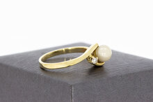 14 Karaat Parel ring met Zirkonia - 18,4 mm