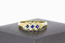 14 Karaat gouden Rij ring met Saffier - 18,5 mm