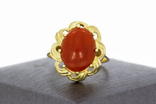 14 Karaat bloedkoraal dames ring - 17,6 mm