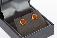 Bloedkoraal oorknopjes 18 karaat - 7,2 mm