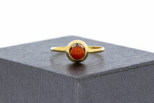 Bloedkoraal ring 18 karaat goud - 17,6 mm