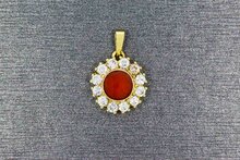 Bloedkoraal hanger 14 karaat goud - 1,5 cm