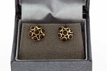Granaat oorknoppen 14 karaat goud - 9,8 mm