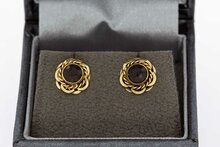 Granaat oorstekers 14 karaat goud - 9,2 mm