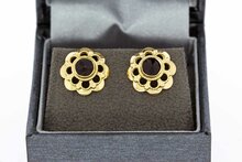 14 karaat goud Granaat oorknoppen - 1,2 cm