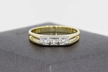 Bicolor 14 karaat goud diamantring - 18,1 mm