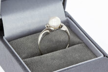 14 karaat Parel ring met Diamant - 17,4 mm