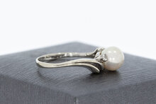 14 karaat Parel ring met Diamant - 17,4 mm