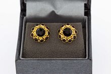 Granaat oorknoppen 14 karaat goud - 1,2 cm