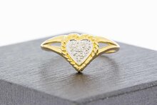 18 Karaat gouden diamant hartjes ring - 17,1 mm