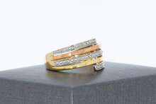 9 karaat tricolor band ring - 17,6 mm