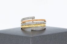 9 karaat tricolor band ring - 17,6 mm