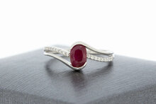 9 karaat (wit) solitair robijnring - 15,6 mm