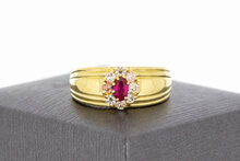 18 Karaat Robijn ring met Saffier - 19,2 mm