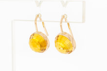 14 karaat gouden Citrien oorhangers - 1,8 cm