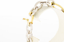 14 Karaat bicolor gouden schakelarmband - 20,5 cm
