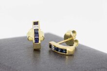 14 Karaat diamant Oorstekers met Saffier