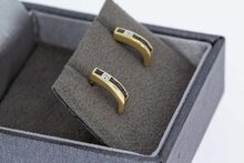 14 Karaat diamant Oorstekers met Saffier