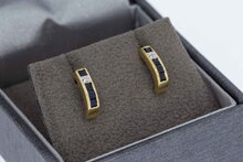 14 Karaat diamant Oorstekers met Saffier