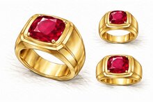Geelgouden heren statementring met robijn laten maken | ANRO Juweliers