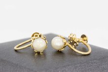 14 Karaat gouden Parel oorhangers - 0,7 cm