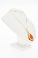 14 Karaat gouden hanger met Bloedkoraal