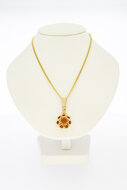 Bloedkoraal hanger 14 karaat goud - 2,9 cm