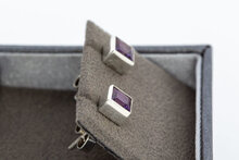 Zilveren oorknopjes met Amethist - 0,6 cm