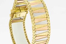 14 Karaat tricolor brede armband - 20,2 cm