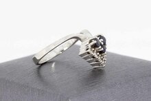 14K gouden diamant ring met Saffier - 17,5 mm