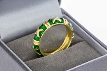 18 Karaat gouden Emaille ring - 18,6 mm