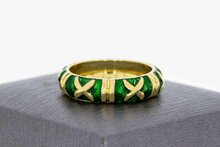 18 Karaat gouden Emaille ring - 18,6 mm