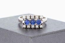 18 Karaat Diamant en Saffierring - 17,5 mm