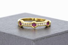 Robijn ring met Diamant 18 Karaat - 16,8 mm