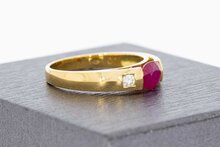 18 Karaat Robijnring met Diamant - 17 mm