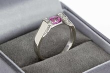 18K gouden diamantring met Robijn-17,6 mm