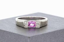 18K gouden diamantring met Robijn-17,6 mm