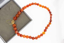 Carneolen ketting met gouden sluiting - 51 cm