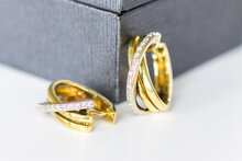 9 karaat bicolor Zirkonia oorbellen - 1,6 cm