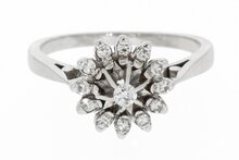 18 Karaat witgouden Rozet diamant ring - 17,3