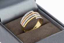 9 karaat tricolor band ring - 17,6 mm