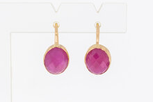 14 karaat gouden Robijn hangers - 1,7 cm