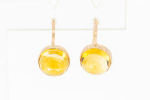 14 karaat gouden Citrien oorhangers - 1,8 cm