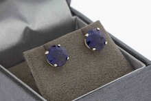 Saffier oorstekers 18 karaat goud  - 0,7 cm