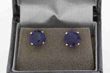 Saffier oorstekers 18 karaat goud  - 0,7 cm